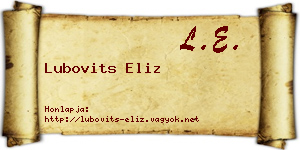 Lubovits Eliz névjegykártya